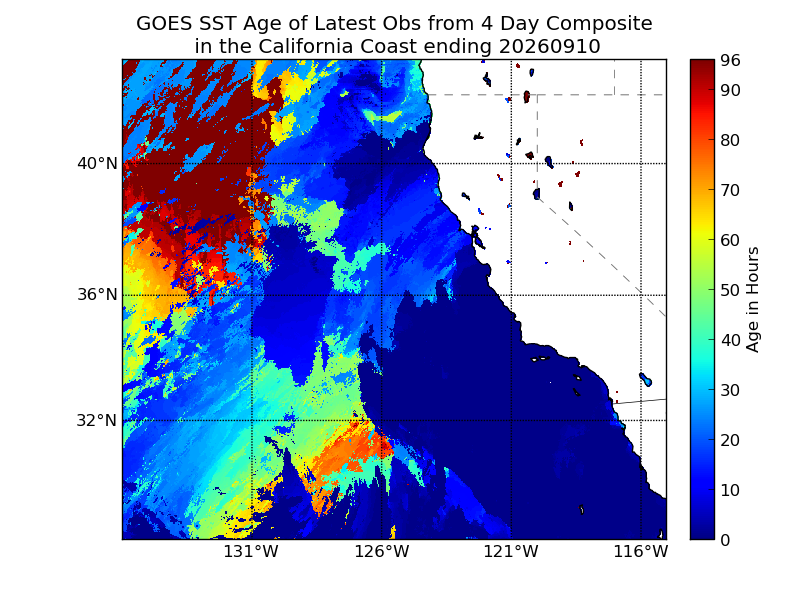 GOES Observation Age image (Hours)