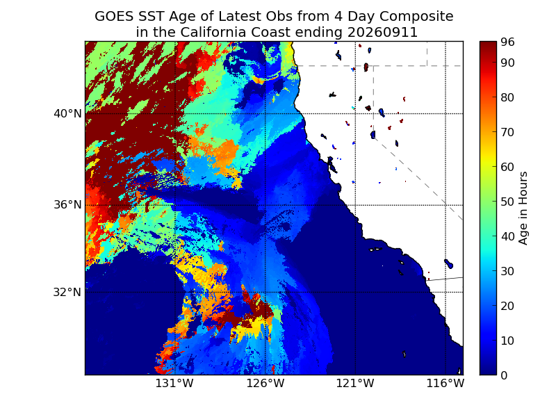 GOES Observation Age image (Hours)