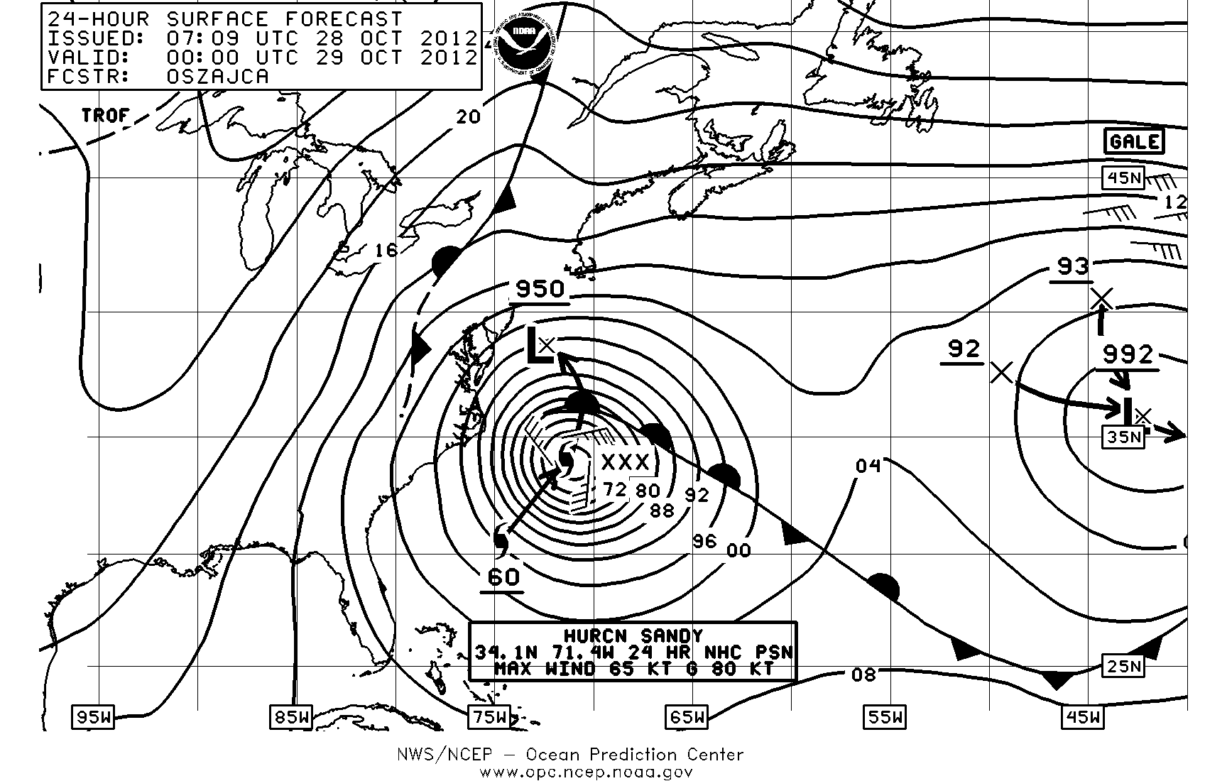 24 Hour West Atlantic Surface Forecast