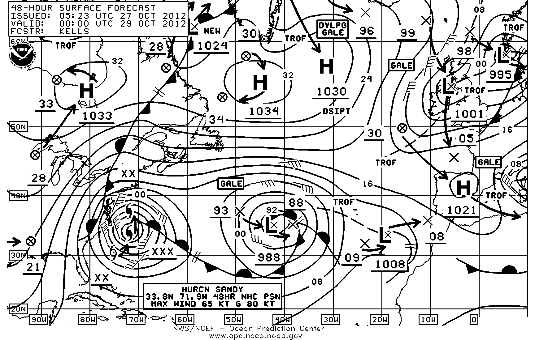 48 Hour Atlantic Surface Forecast