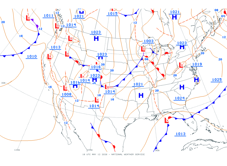 Continental USA - No Surface Data