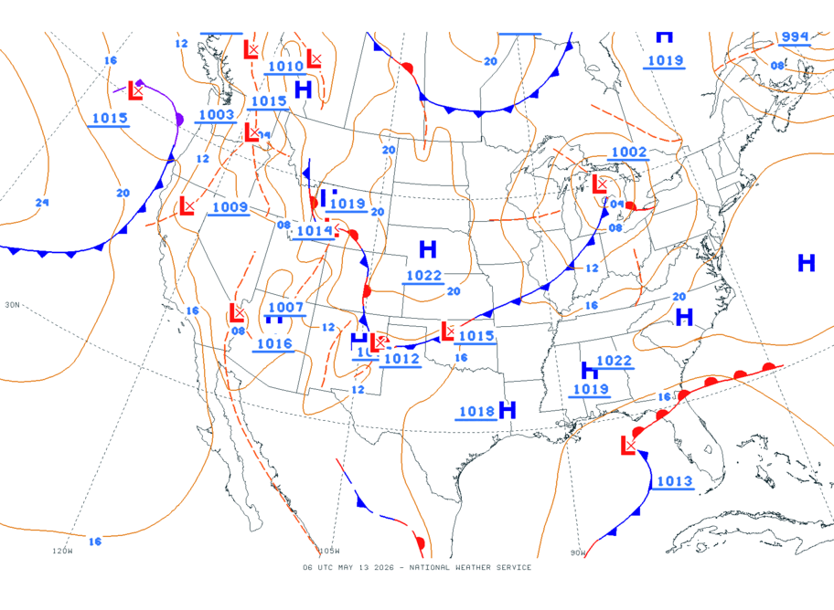 Continental USA - No Surface Data