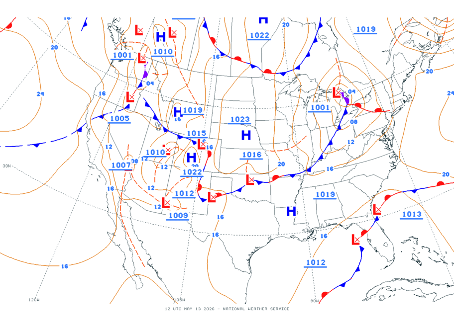 Continental USA - No Surface Data