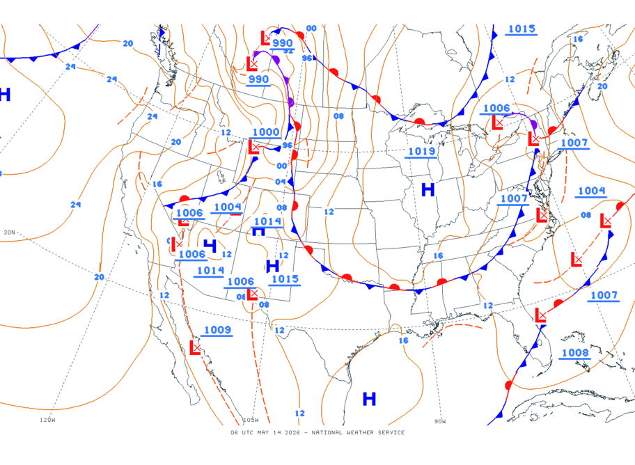 Continental USA - No Surface Data