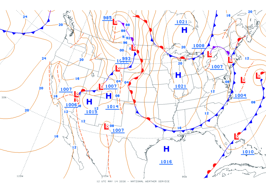 Continental USA - No Surface Data
