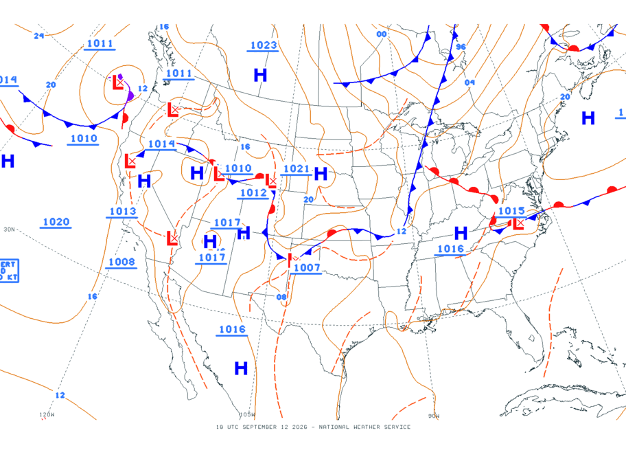 Continental USA - No Surface Data
