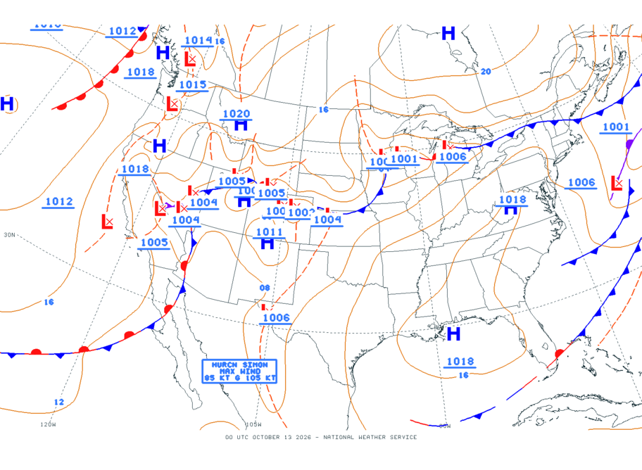 Continental USA - No Surface Data