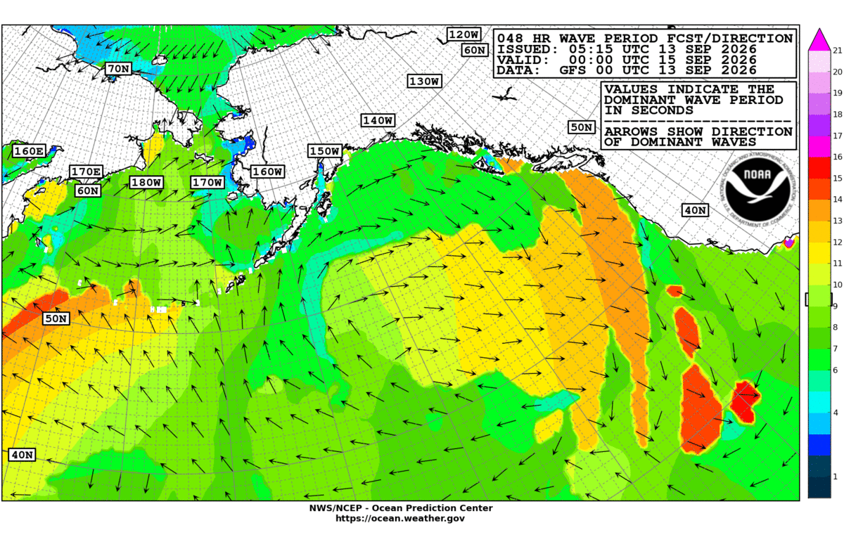 Alaska/Arctic 48 Hour Wave Period Forecast