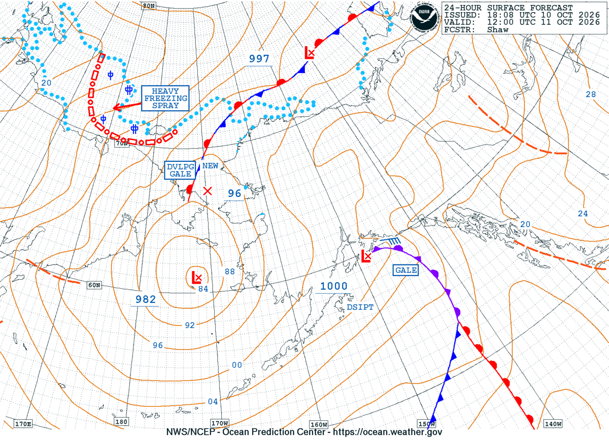 Alaska/Arctic 24 Hour Surface Forecast
