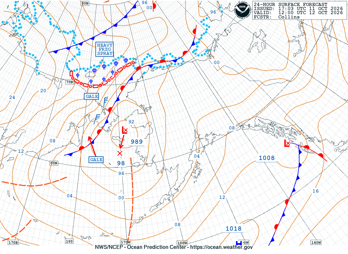 Alaska/Arctic 24 Hour Surface Forecast