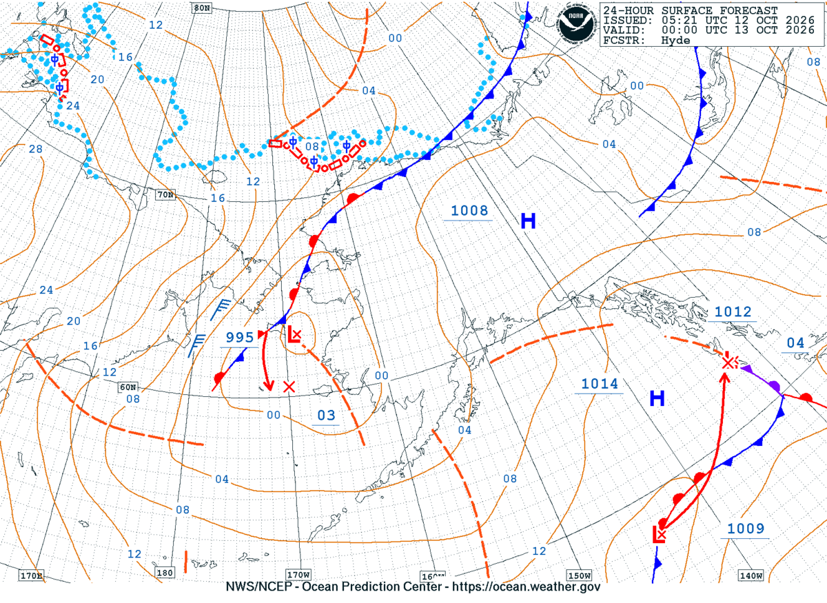 Alaska/Arctic 24 Hour Surface Forecast