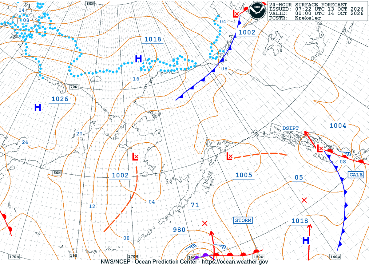 Alaska/Arctic 24 Hour Surface Forecast