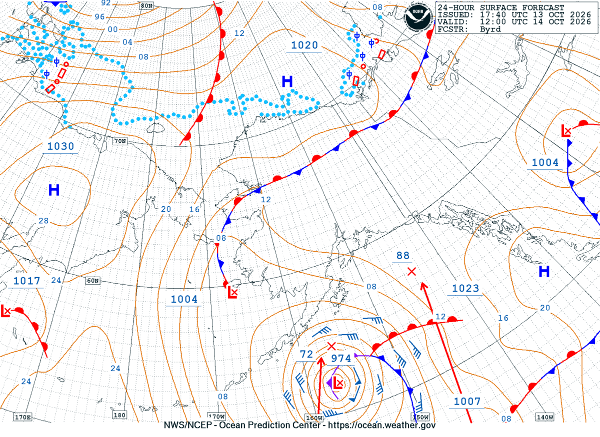 Alaska/Arctic 24 Hour Surface Forecast