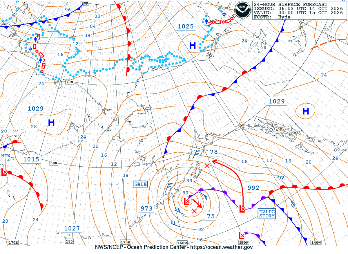 Alaska/Arctic 24 Hour Surface Forecast