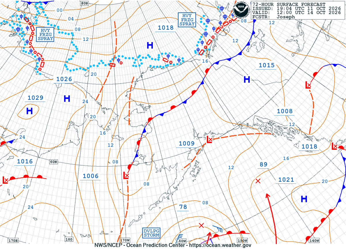 Alaska/Arctic 72 Hour Surface Forecast
