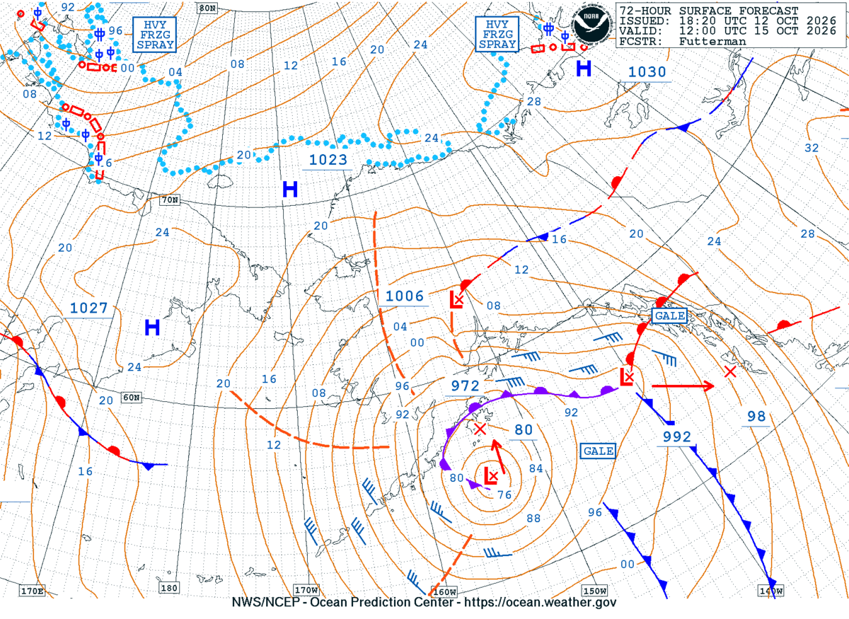 Alaska/Arctic 72 Hour Surface Forecast