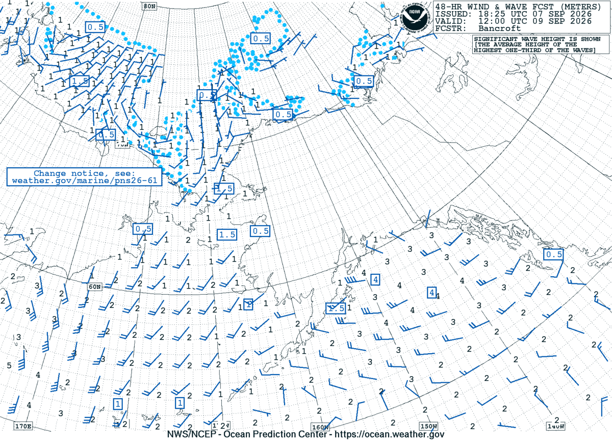 Alaska/Arctic 48 Hour Wind & Wave Forecast