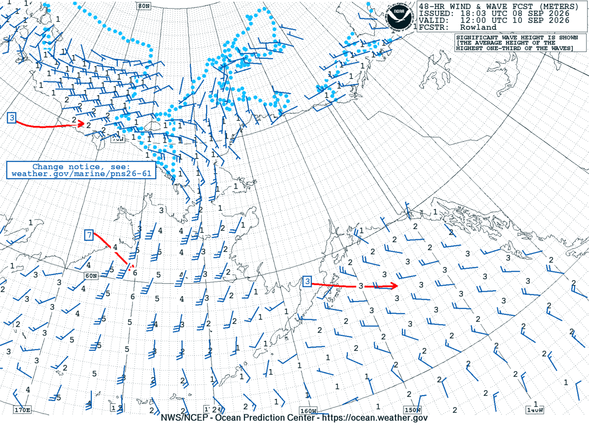 Alaska/Arctic 48 Hour Wind & Wave Forecast