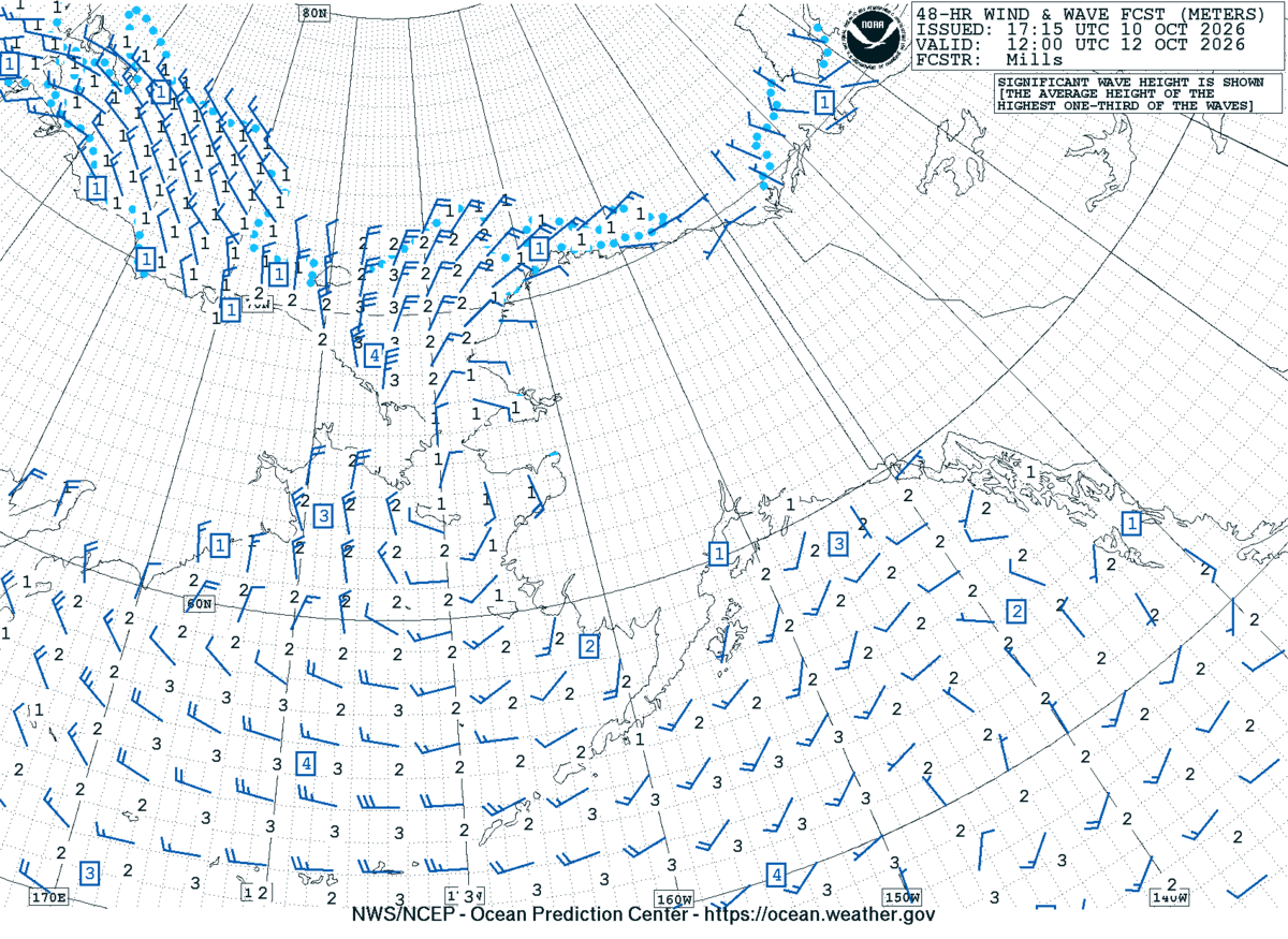 Alaska/Arctic 48 Hour Wind & Wave Forecast