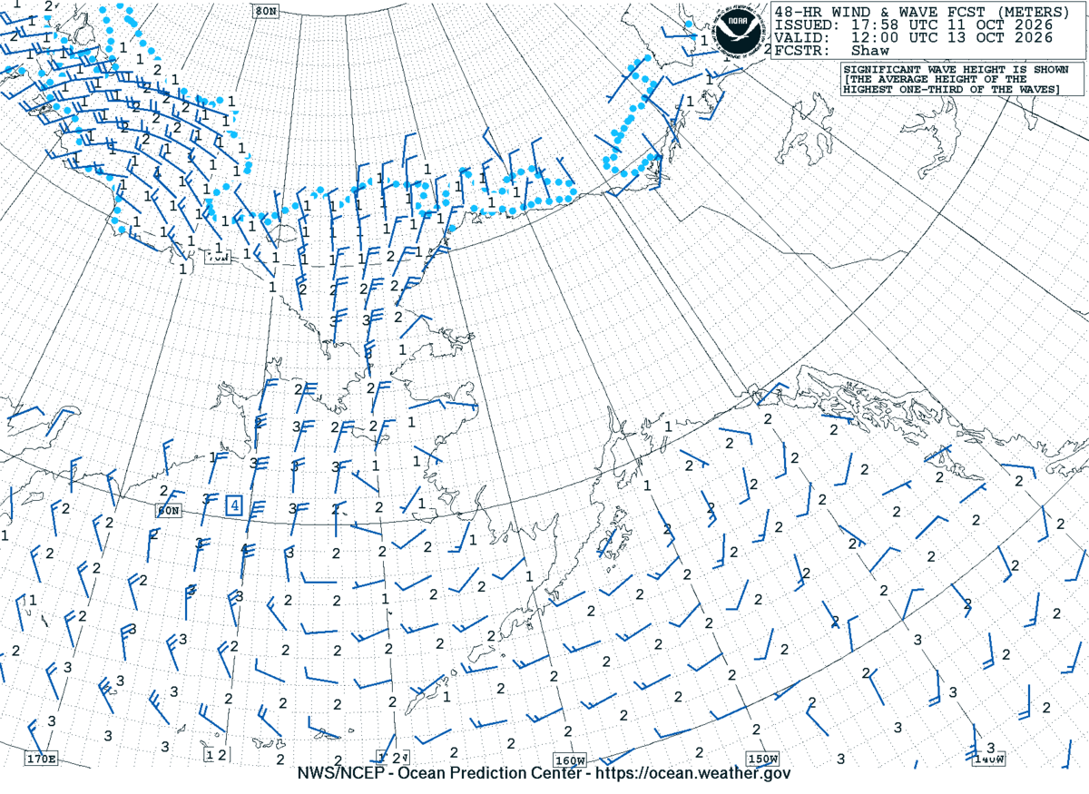 Alaska/Arctic 48 Hour Wind & Wave Forecast