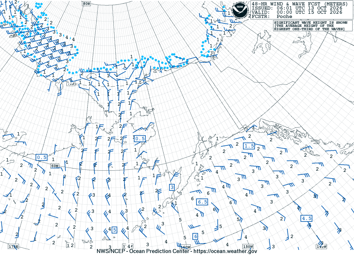 Alaska/Arctic 48 Hour Wind & Wave Forecast