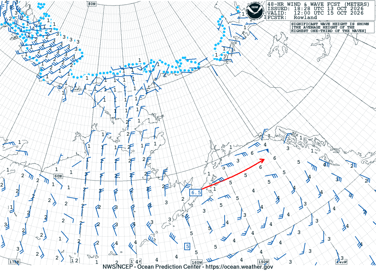 Alaska/Arctic 48 Hour Wind & Wave Forecast