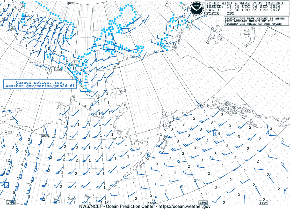 Alaska/Arctic 72 Hour Wind & Wave Forecast