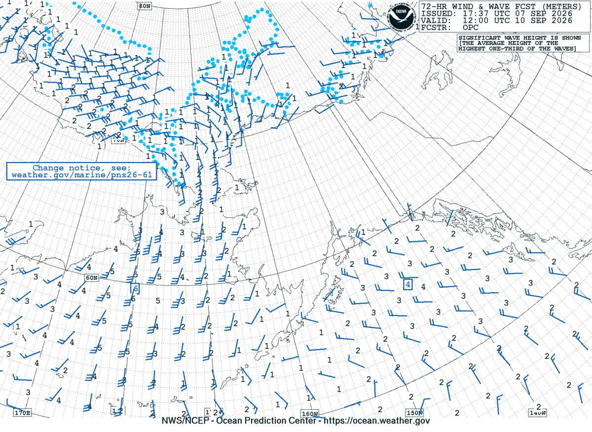 Alaska/Arctic 72 Hour Wind & Wave Forecast