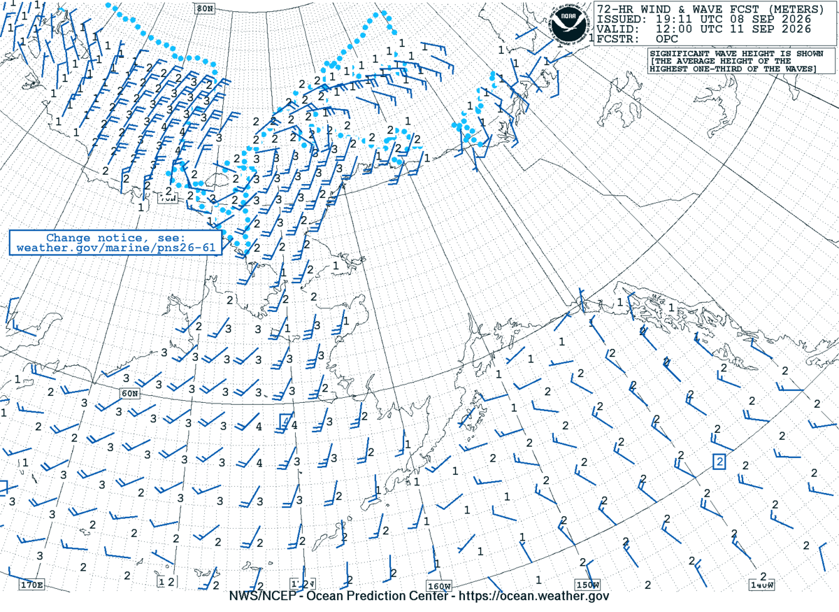 Alaska/Arctic 72 Hour Wind & Wave Forecast