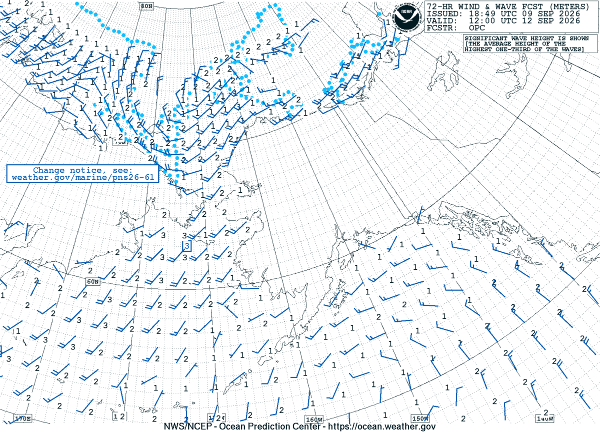 Alaska/Arctic 72 Hour Wind & Wave Forecast