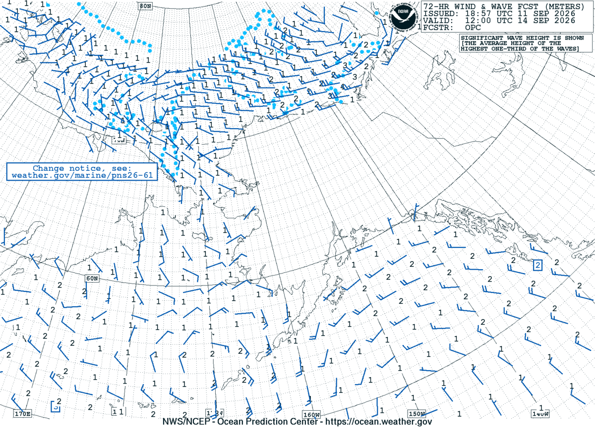 Alaska/Arctic 72 Hour Wind & Wave Forecast