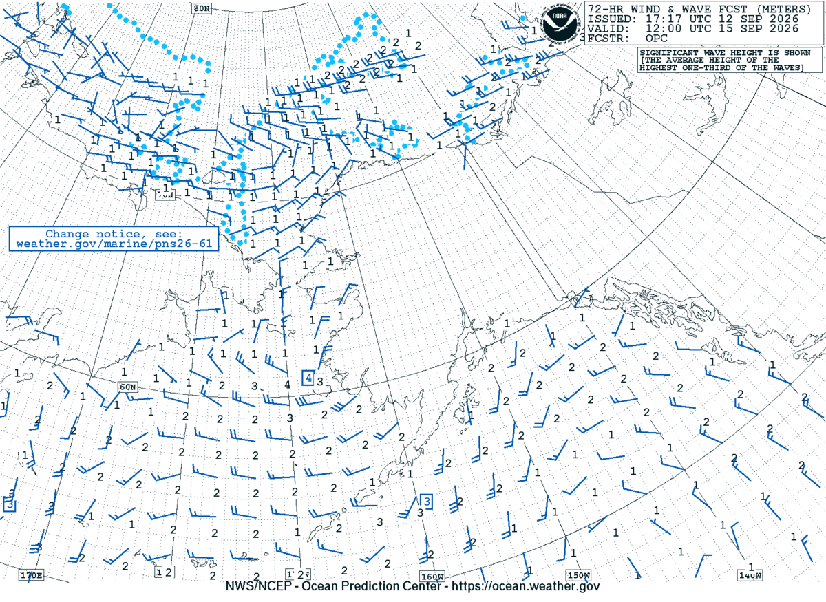 Alaska/Arctic 72 Hour Wind & Wave Forecast