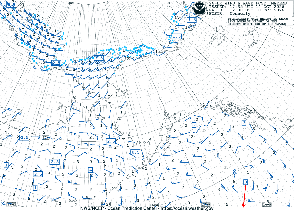 Alaska/Arctic 96 Hour Wind & Wave Forecast