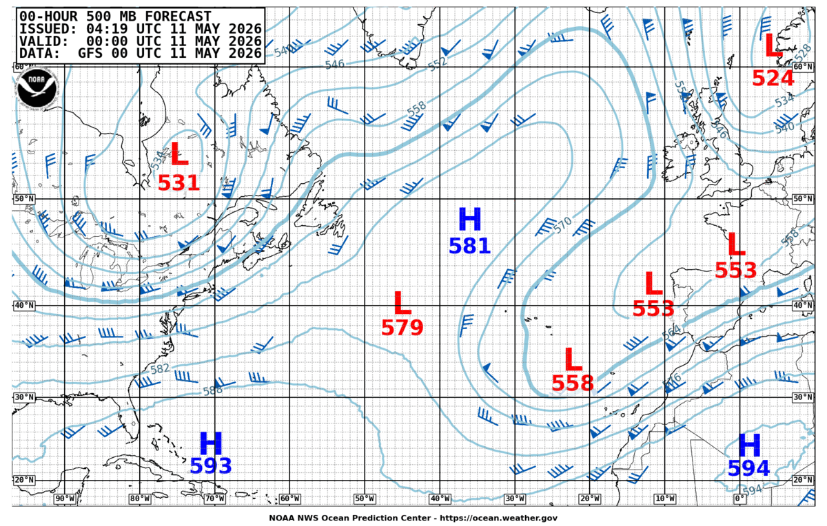 North Atlantic 500 MB Analysis