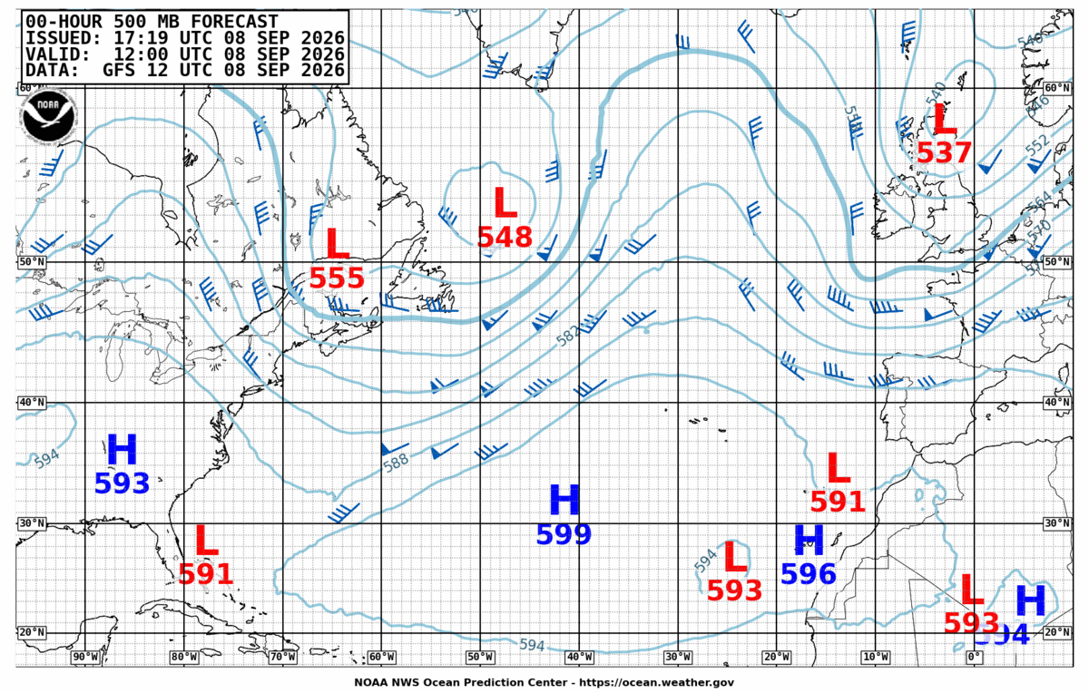 North Atlantic 500 MB Analysis