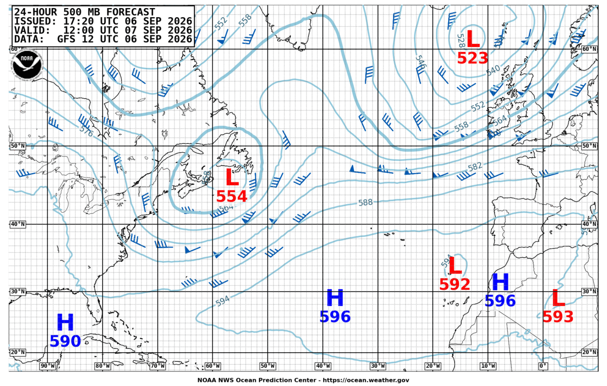 North Atlantic 24 Hour 500 MB Forecast