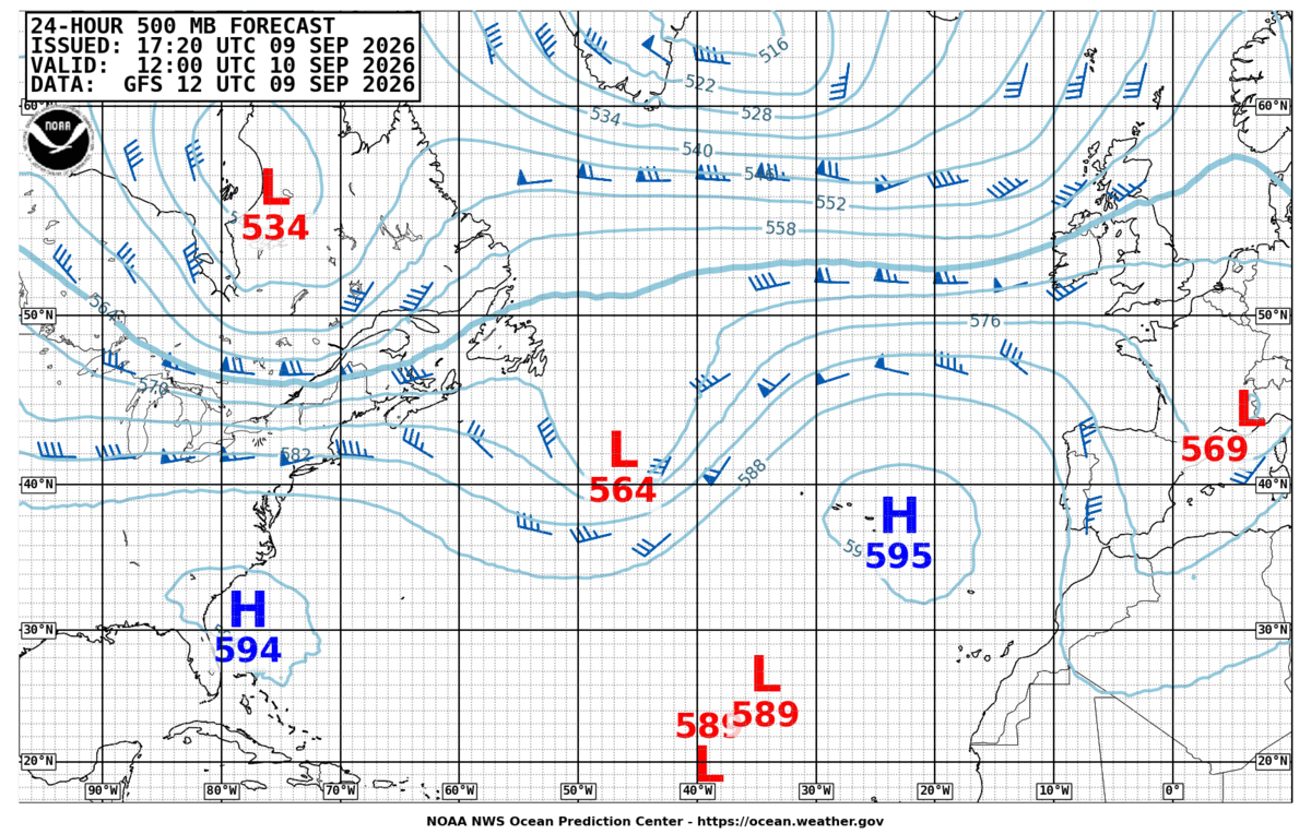 North Atlantic 24 Hour 500 MB Forecast