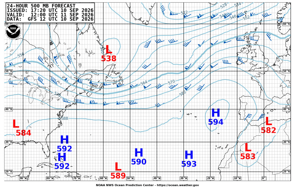 North Atlantic 24 Hour 500 MB Forecast