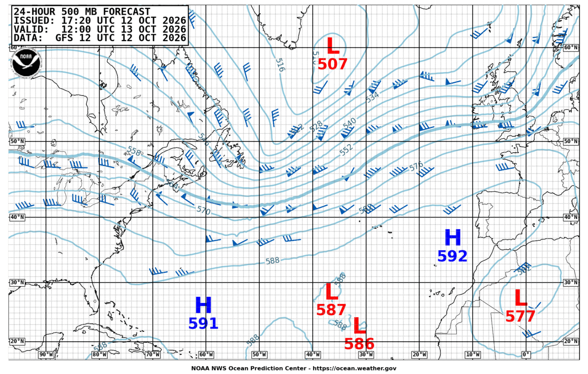 North Atlantic 24 Hour 500 MB Forecast