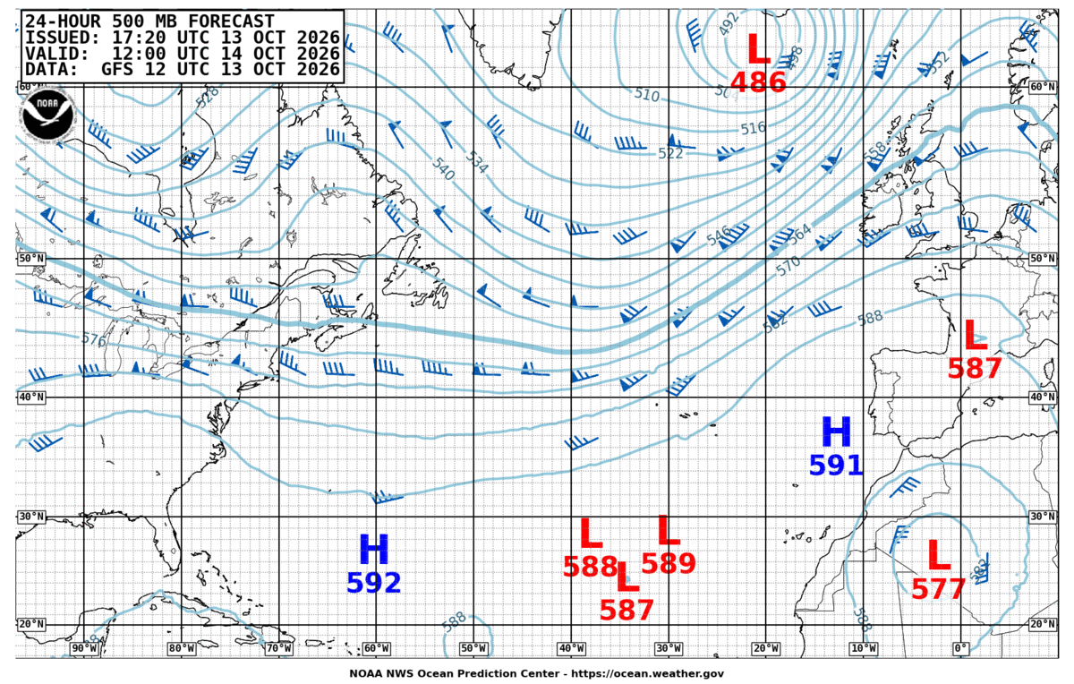 North Atlantic 24 Hour 500 MB Forecast