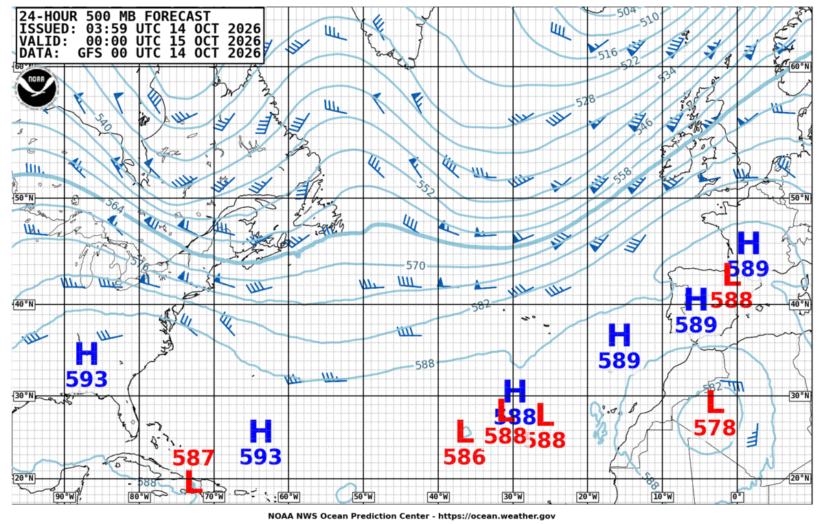 North Atlantic 24 Hour 500 MB Forecast