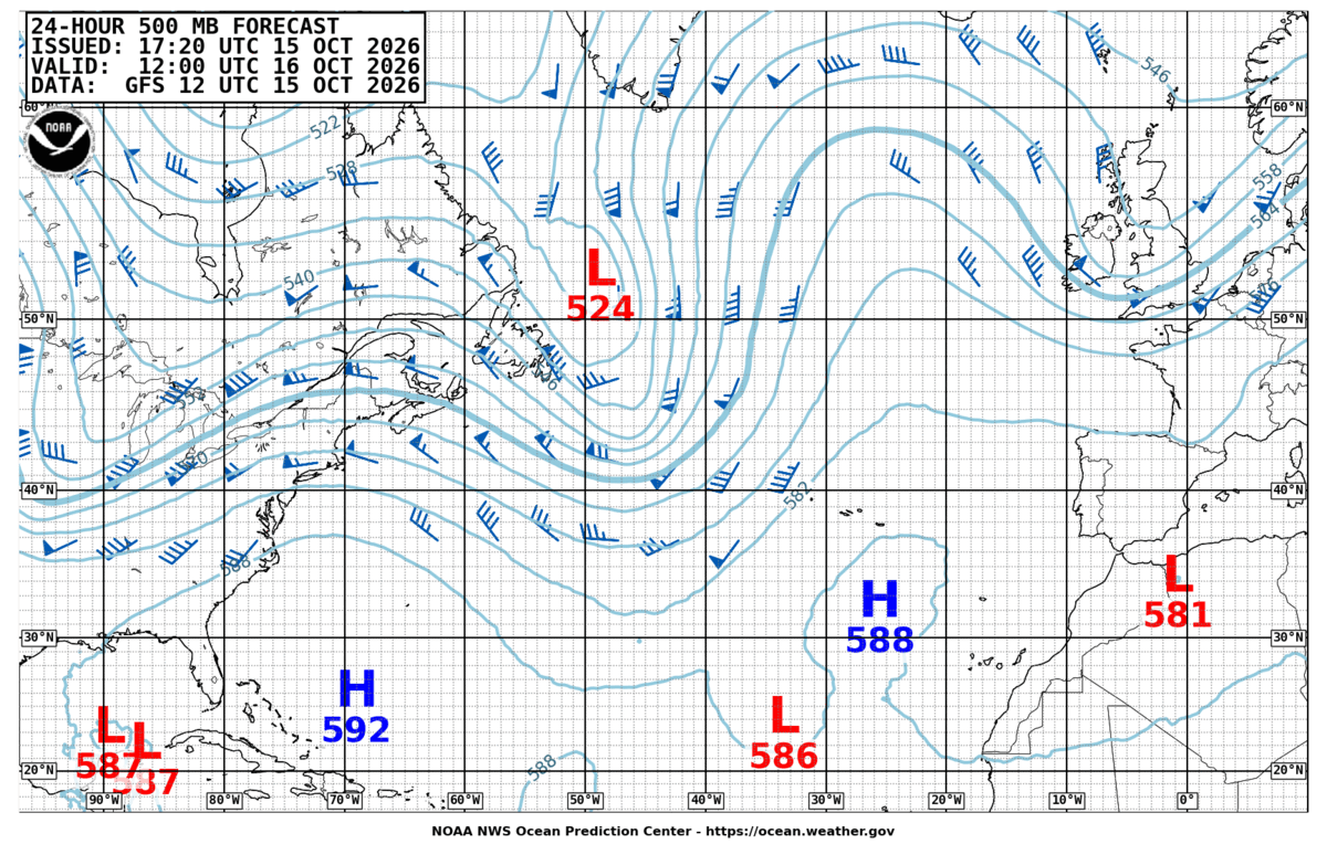 North Atlantic 24 Hour 500 MB Forecast