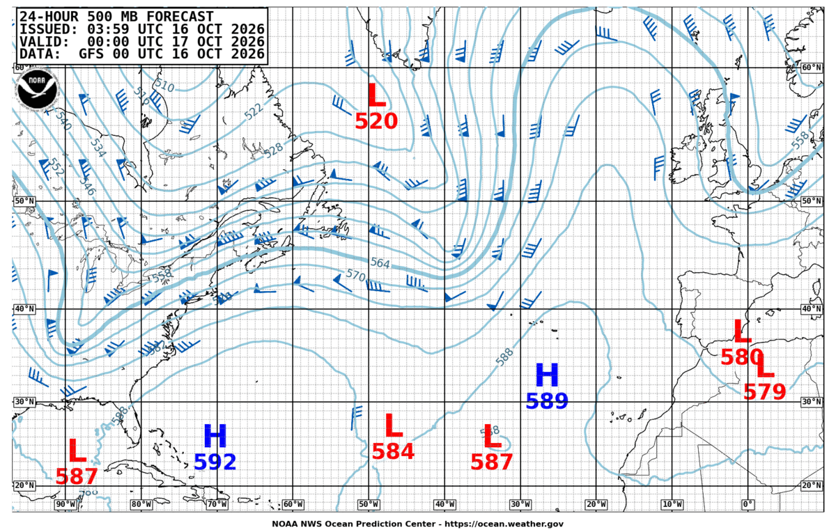 North Atlantic 24 Hour 500 MB Forecast