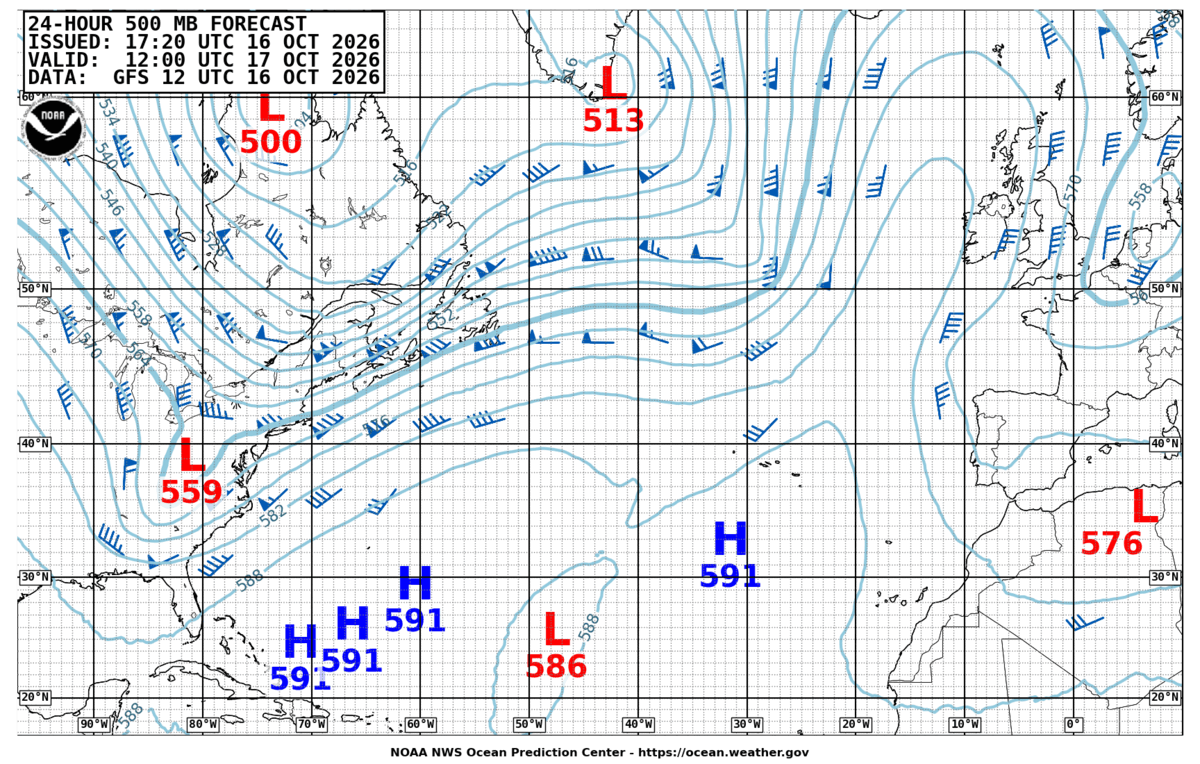North Atlantic 24 Hour 500 MB Forecast