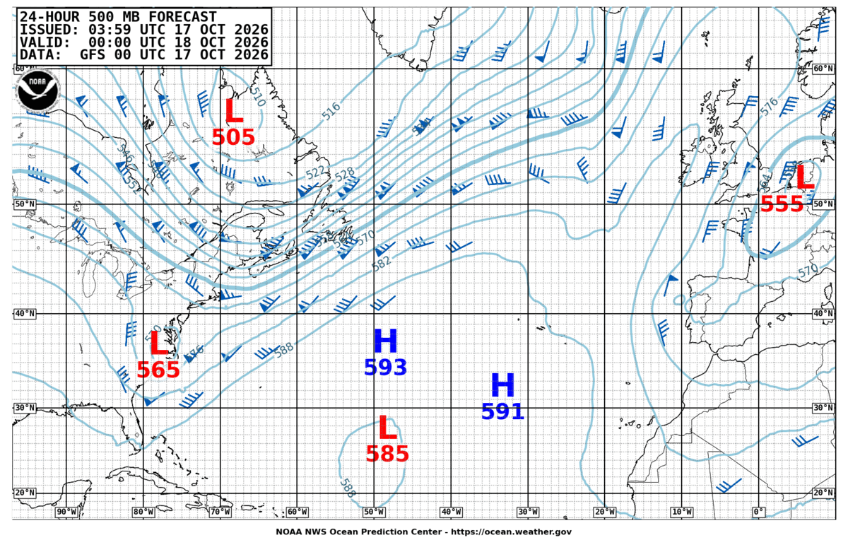 North Atlantic 24 Hour 500 MB Forecast