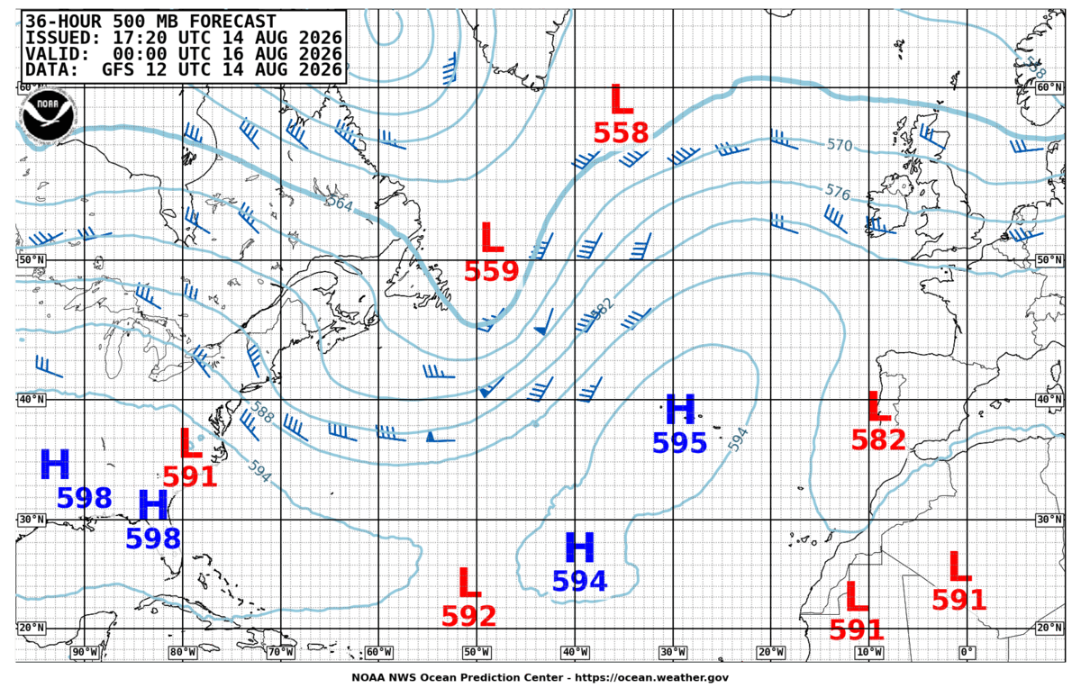 North Atlantic 36 Hour 500 MB Forecast