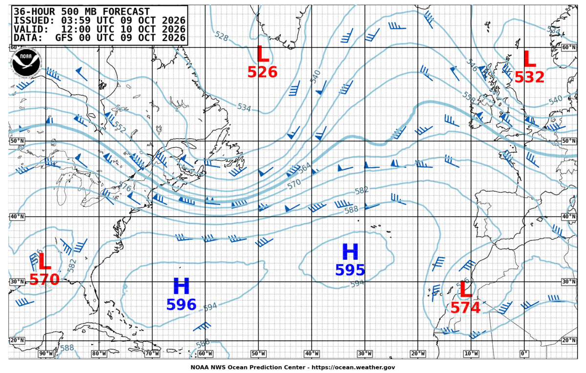 North Atlantic 36 Hour 500 MB Forecast
