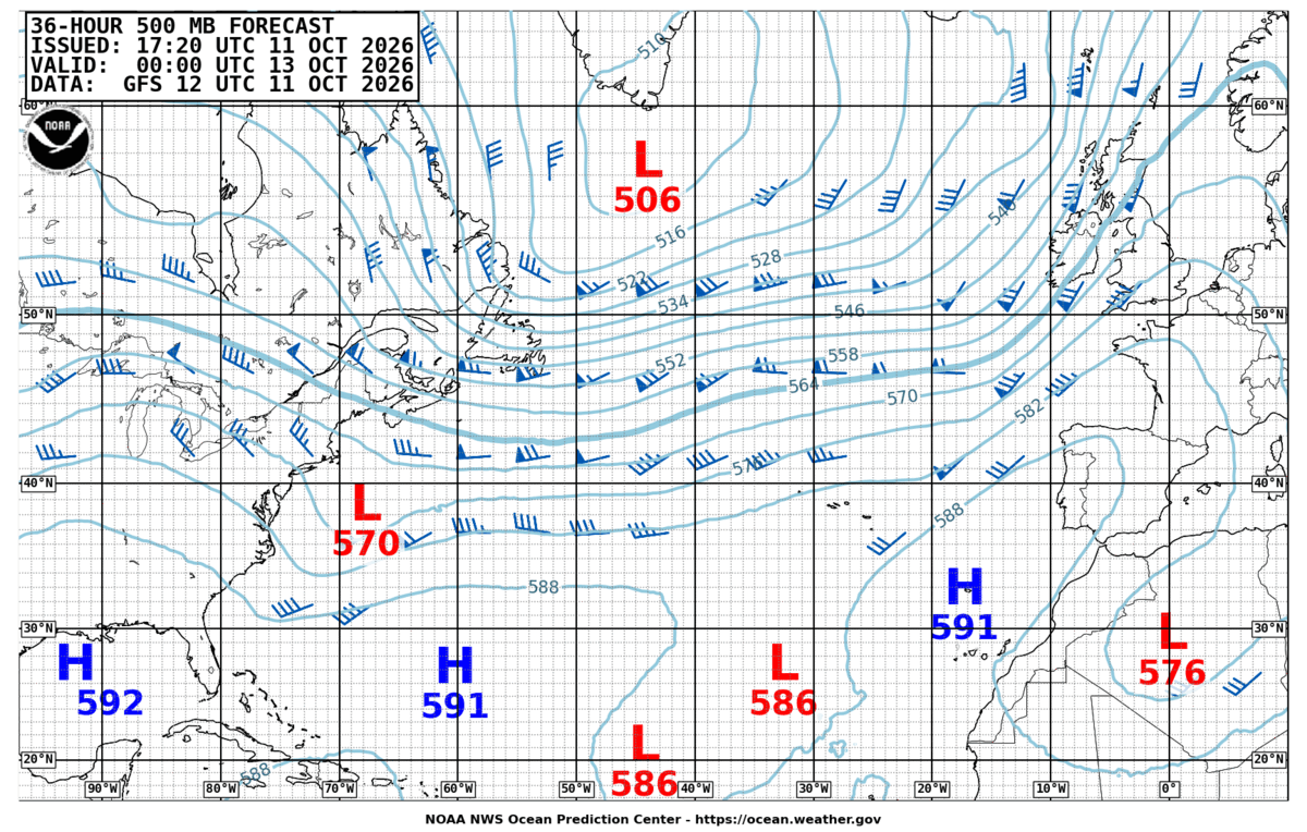 North Atlantic 36 Hour 500 MB Forecast