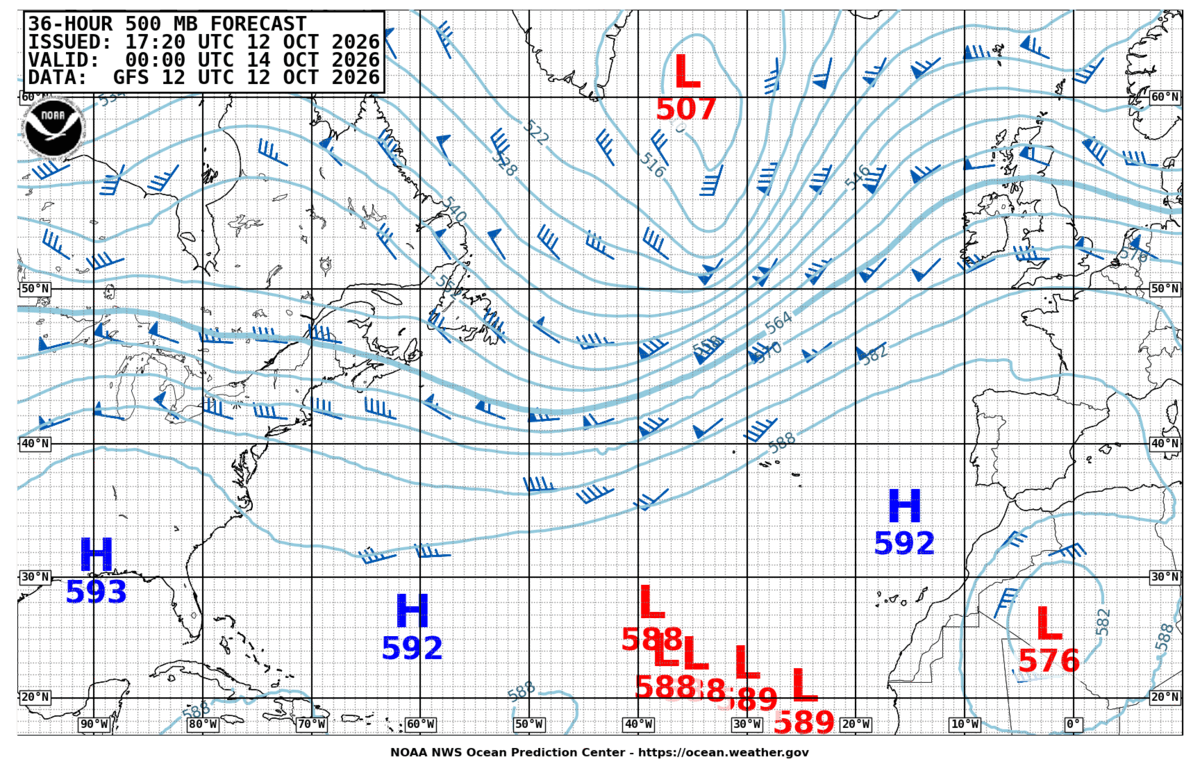 North Atlantic 36 Hour 500 MB Forecast