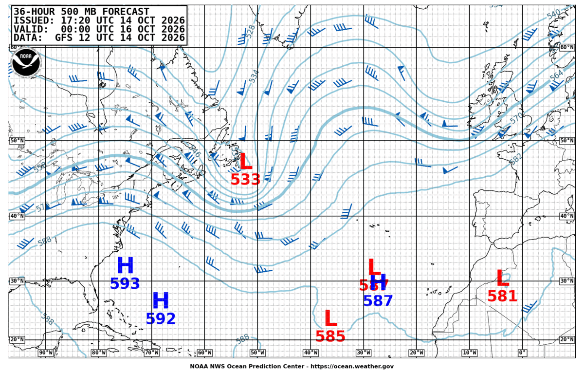 North Atlantic 36 Hour 500 MB Forecast